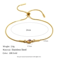 Bracelet ajustable en acier inoxydable plaqué or 18 carats avec zircon violet élégant - Or-Zircone Rouge Pourpre