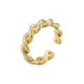 Minimalist gold twisted rope open ring with adjustable band and polished finish for women - Twisted Rope Style / Gold