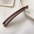 Matte coffee brown banana hair clip with internal teeth for secure ponytail styling - Dark Coffee