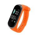 Waterproof orange silicone sports digital watch for students with heart rate display - Orange