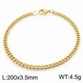 Bracciale a catena piatta in acciaio inossidabile dorato con chiusura 200x3,5mm - 3.5mm / Oro