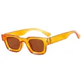 Retro hip-hop square sunglasses with transparent amber frames and dark brown lenses - Translucent Orange Frame Tea Lens