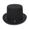 Classic black top hat with satin ribbon trim for formal attire and performances - 13cm Height - Black