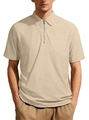 Men's half-zip polo shirt in beige waffle knit fabric with short sleeves and lapel - S / Khaki