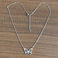 Zilveren vlinderketting met holle hanger en verstelbare karabijnsluiting voor vrouwen - Vlinder / Zilver