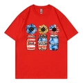 Red crewneck T-shirt with God Blessed America mason jar graphic print for men and women - Red