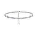 Adjustable 2mm S925 sterling silver tennis bracelet with cubic zirconia in silver finish - Platinum 2mm White Zirconia (16.5+5cm)