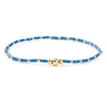 Minimalist handmade beaded bracelet with vibrant blue cylinders and gold accents - Sapphire Blue