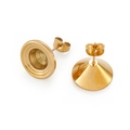 Pendientes de acero inoxidable dorado en forma de cuerno en espiral pulido - Estilo de Base Cónica (KLJ4025-Z) / Dorado