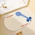Oval non-slip diatom mud bathroom mat with blue shower print and red text design - 40*60cm / Shower Reflection - Oval