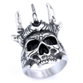 Retro-Punk-Totenkopf-Kronenring aus oxidiertem Edelstahl mit Vintage-Silber-Finish - US 7 / Poliertes Stahl(19106)