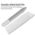Double-sided nano glass nail file with a premium white protective faux leather sleeve - 12cm Double-Sided Pointed Glass File (Leather Case)