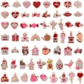 Mix aus 60 herzförmigen Emaille-Anhängern für DIY Valentinstag Schmuckherstellung - Gemischte Valentinstag-Serie (SN1607)