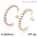 Rose gold-plated half-hoop earrings featuring marquise-cut white zircon pavé setting - Rose Gold-29x4mm(KE104543-KFC)