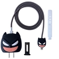 Batman themed silicone protector set for 18W/20W charger adapter and USB cable cord - Batman / Five-Piece Set