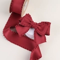 Ruban bordeaux à volants avec bords ondulés pour nœuds et accessoires de mode - 2,5 CM (10 Yards/Rouleau) / Rouge Gland