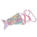 Bolso de sirena para niños con lentejuelas de colores y correa rosa ajustable - Colorido