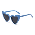 Fashionable sky blue heart shaped sunglasses with dark grey lenses for women - Solid Blue Frame Grey Lens