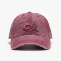 Cappellino da baseball bordeaux vintage con ricamo 3D A e dettagli strappati usurati - Regolabile / Rosso