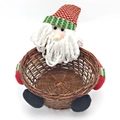 Grand panier de rangement Père Noël en bambou pour bonbons et décoration de fête - Panier Père Noël