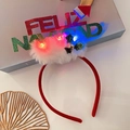 LED Christmas headband with Feliz Navidad text, white plush, and gold bells - 36# Green Letter Headband with White Fur and Bell