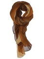 Elegant gradient earth-toned chiffon long scarf with a sheer texture and draped style - Earth Tone Gradient