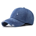 Vintage-Baseballkappe aus gewaschenem dunkelblauem Denim mit markanten Nähten - Dunkelblau