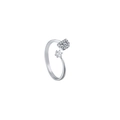 Adjustable silver ring featuring a crystal letter B and a single sparkling solitaire diamond - Letter B