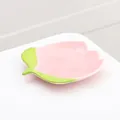 Piatto per gioielli in ceramica rosa a forma di tulipano con dettaglio foglia verde - Tulipano Rosa (S)