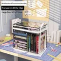 Large transparent PVC book storage bag with white handles, size 38x24x32cm - Large / Transparent White