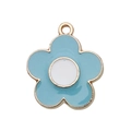 Blau-weißer Emaille-Gänseblümchen-Anhänger mit Goldrand und Schlaufe für DIY-Schmuck - Sonnen Plumeria (14756)