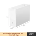 Narrow white plastic sink organizer box with handle hole measuring 32x10x24cm - Dotted Rectangular Box - Narrow Tall (8252) / 32x10x24cm
