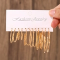 6-pair set of gold geometric hoop earrings with textured and polished finishes - KC Gold (K-197)