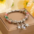 Colorful beaded bracelet with celestial star moon charms and I love you engraving - Vintage Star & Moon Colorful Beaded Bracelet (9663)