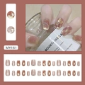 Elegant press-on nails set in nude and brown tones with gold glitter and butterfly charms - MY161 Gold Foil Butterfly