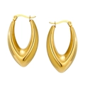 Polished chunky gold V-shaped water drop hoop earrings with glossy metallic finish - V-Shape Drop Hoop