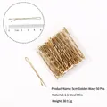 Set di 50 forcine per capelli dorate ondulate da 5cm per fissaggio sicuro - 5cm Ondulato-Confezione in Busta (50 pezzi) / Oro