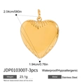 Set di tre ciondoli a cuore in acciaio inossidabile dorato con dettagli di taglia - Forma a Cuore (3 pezzi)