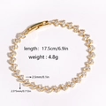 Minimalist gold plated marquise zircon bracelet for women with elegant round layout - Gold