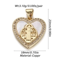 Detail view of 18K gold plated pomegranate heart pendant with dimensions and weight specs - Gold Heart Religious Relief Pendant
