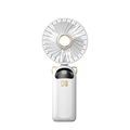 Ventilatore portatile USB ricaricabile bianco perla con dettagli oro e display digitale LED - Display Digitale Palmare Con Base / Y05 Bianco