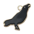 Dark style crow skull pendant in black enamel and gold finish for DIY jewelry - 1pc Black Looking Up Raven (21x14mm)
