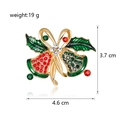 Kerstbel broche met rood emaille lint en steentjes 4,6cm x 3,7cm - Dubbele Bellen met Strik (C391-A)