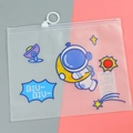 Translucent frosted stationery pouch with blue astronaut and space theme illustrations - Little Astronaut