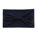 Elastic dark blue cotton yoga headband with a soft knotted bow design for women - Navy Blue