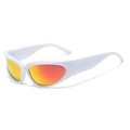 White frame sports cycling sunglasses with orange-red gradient mirror lenses - White Frame Red Mirror