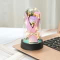 Rosa eterna viola in cupola di vetro con luci LED e confezione regalo rosa elegante - Luce Viola Nobile + Sacchetto Regalo + Biglietto Festa degli Insegnanti