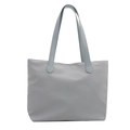 Gray large capacity tote bag made of nylon and canvas with leather handles in minimalist style - Blue
