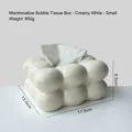 Boîte à mouchoirs en céramique blanc crème, design guimauve, petite taille bulles - Style Triple Balle Guimauve - Blanc Crème - Petit
