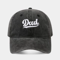Vintage washed black cotton baseball cap with white Dad embroidery for casual wear - Soft Top Mixed Case Dad Black